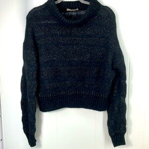 EVERLANE The Puff Sweater Alpaca merino‎ wool black gray warm size XS oversized
